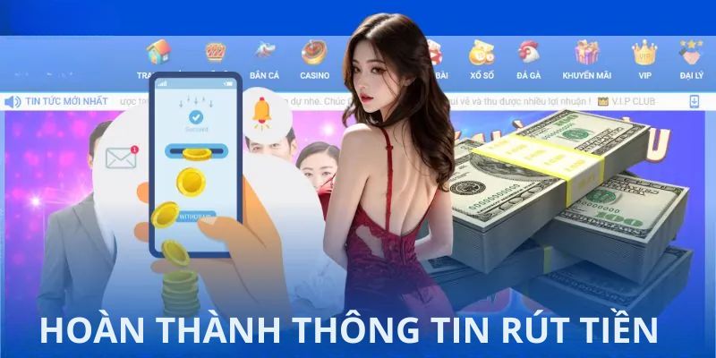 Hoàn thành thông tin rút tiền vào biểu mẫu